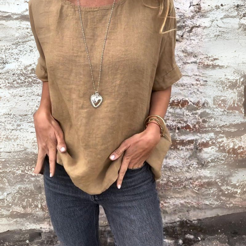 Linnen Look Blouse – Luchtig, Tijdloos & Natuurlijk Elegant