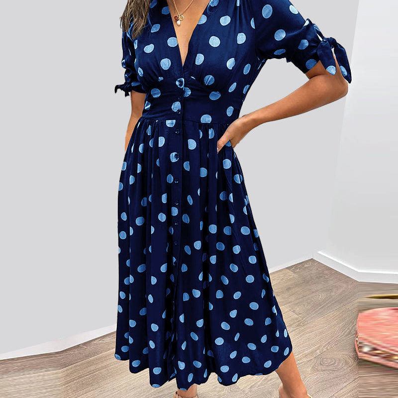 CATERINA | Midi-Kleid mit V-Ausschnitt und zeitlosem Punktedruck