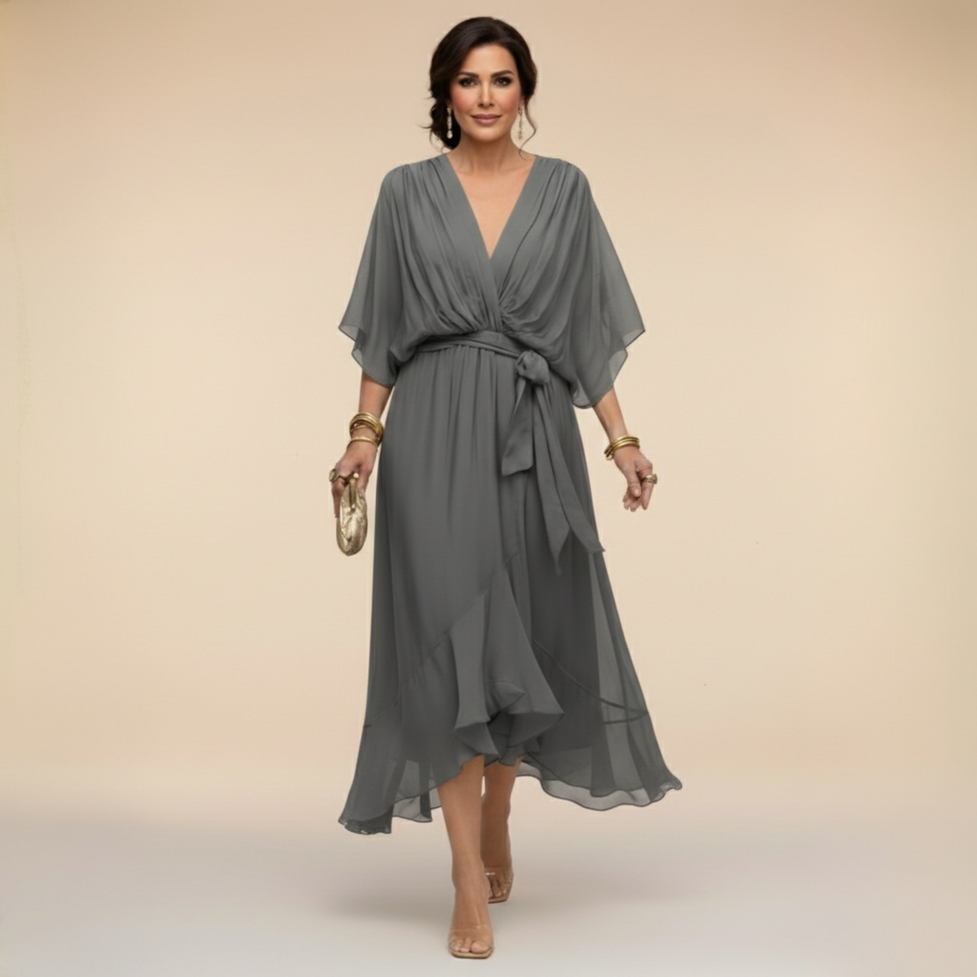 Monica - Elegantes V-Ausschnitt-Kleid
