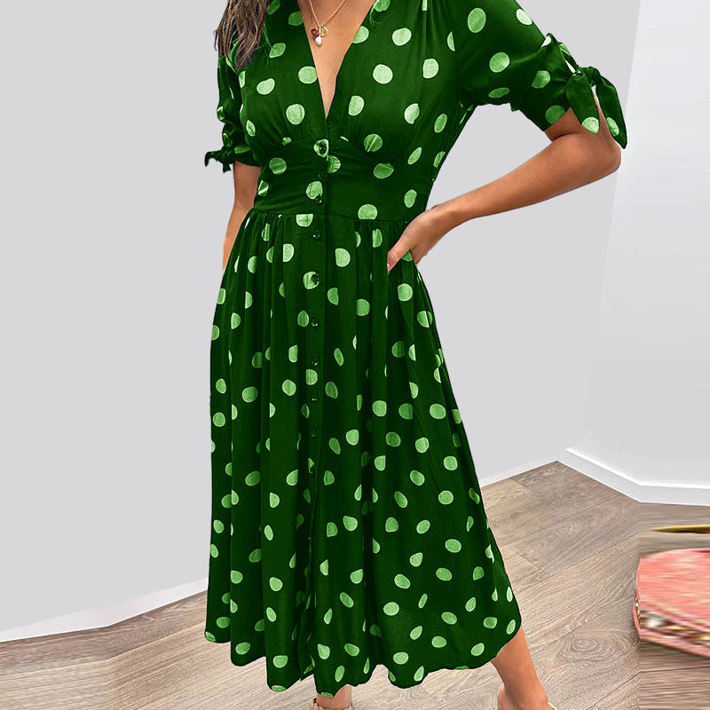 CATERINA | Midi-Kleid mit V-Ausschnitt und zeitlosem Punktedruck