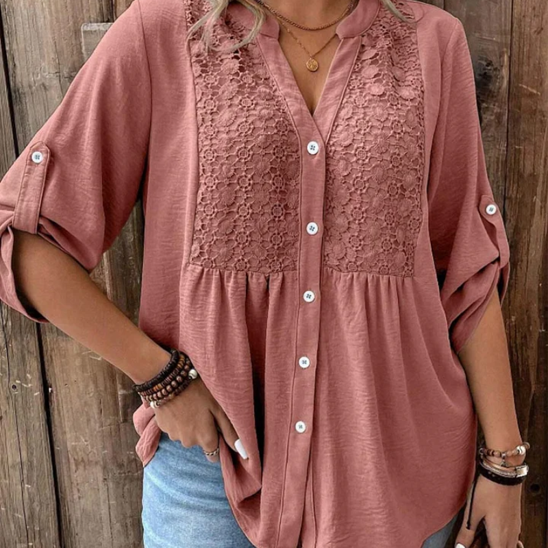 Floor – Blouse met V-hals en knopen