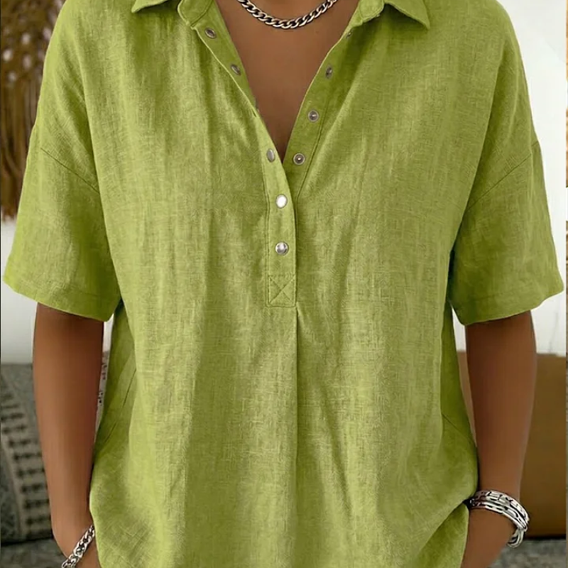 Tessa – Blouse met kraag en knoopdetail