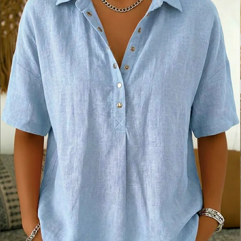 Tessa – Blouse met kraag en knoopdetail