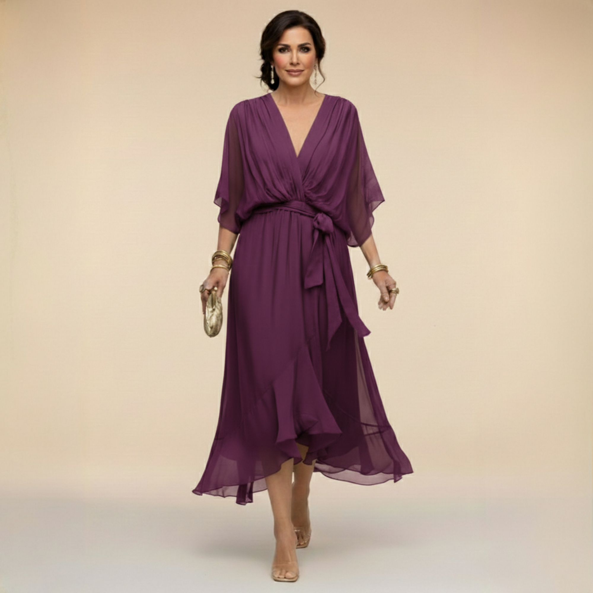 Monica - Elegantes V-Ausschnitt-Kleid