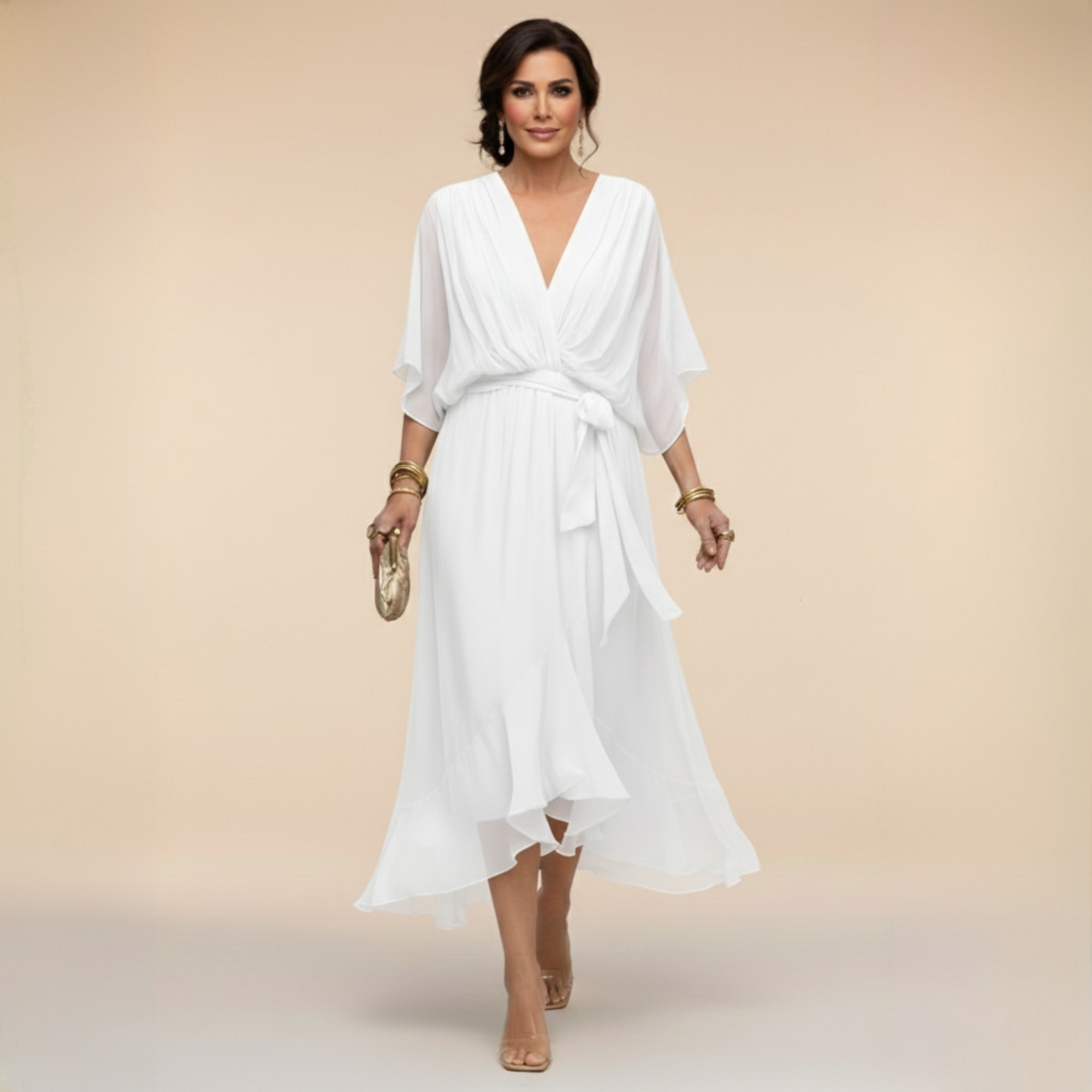 Monica - Elegantes V-Ausschnitt-Kleid
