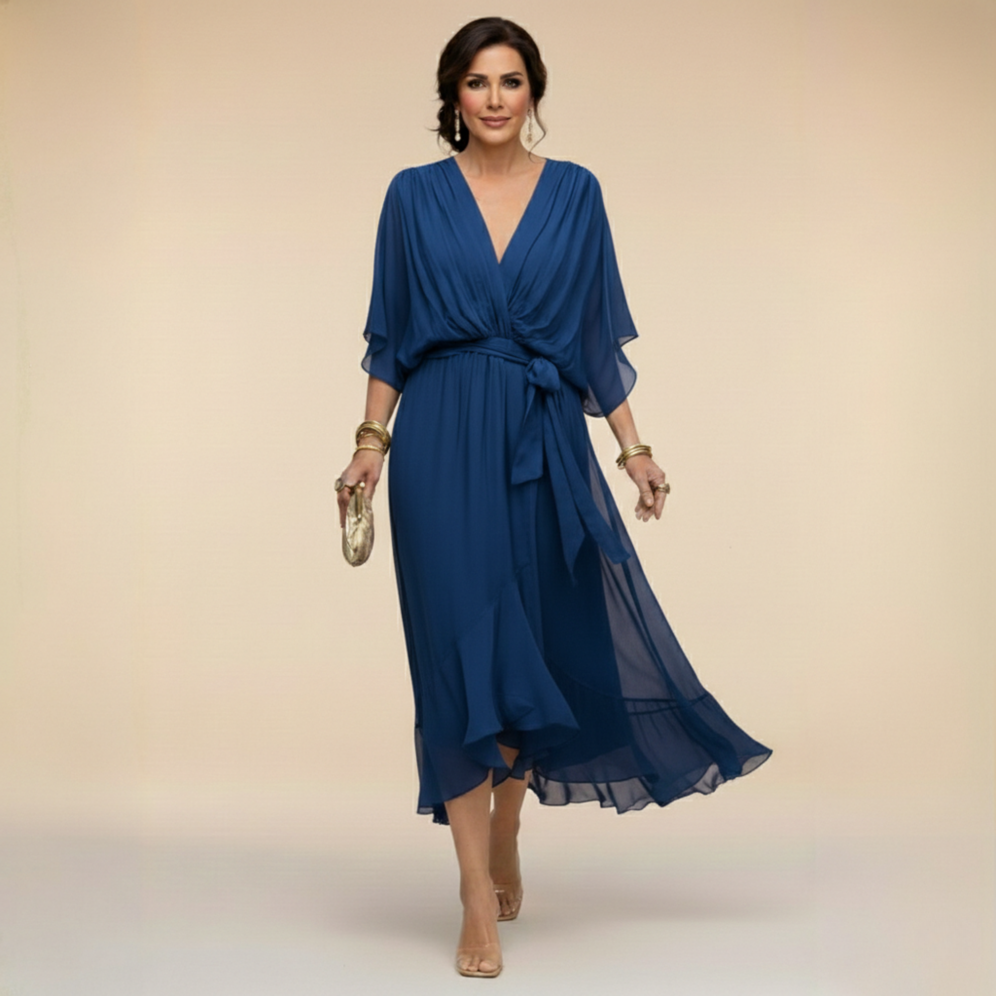 Monica - Elegantes V-Ausschnitt-Kleid