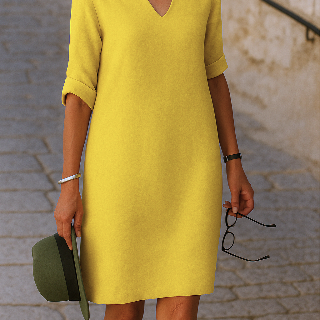 ADRIANA | Fließendes V-Ausschnitt-Kleid mit eleganter Silhouette für jeden Moment des Tages