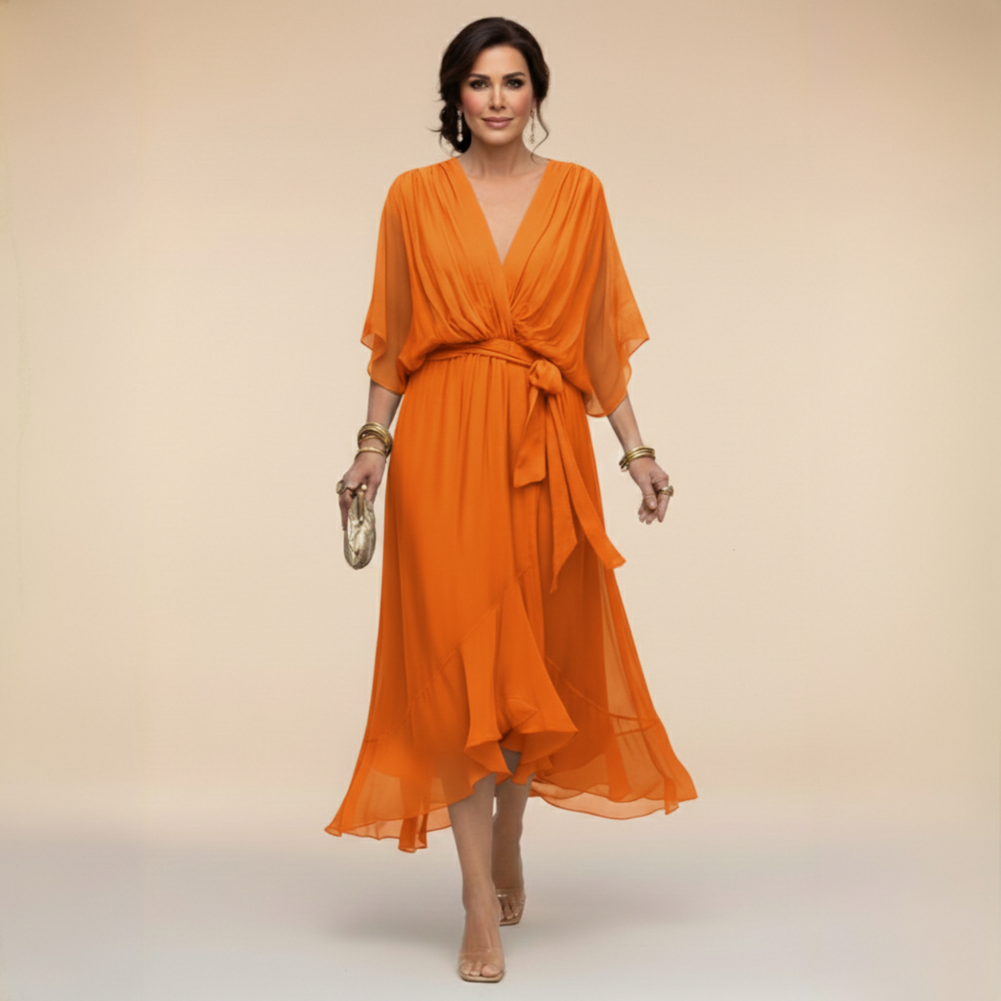Monica - Elegantes V-Ausschnitt-Kleid