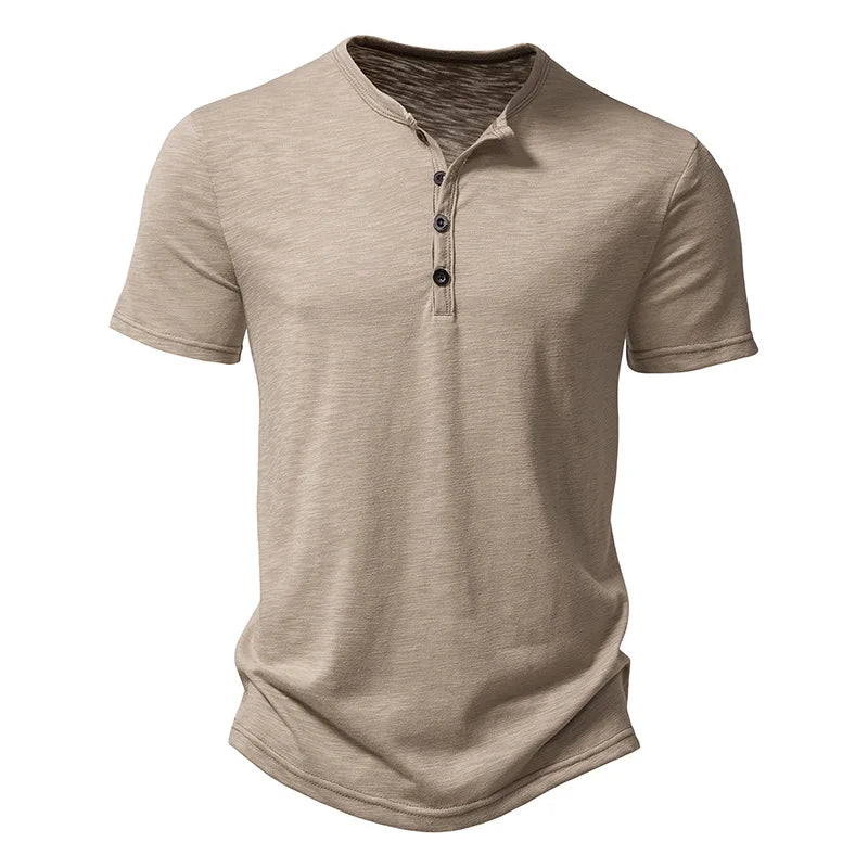 Koszulka Polo Męska - Henley Klasyczna Letnia Wygodna
