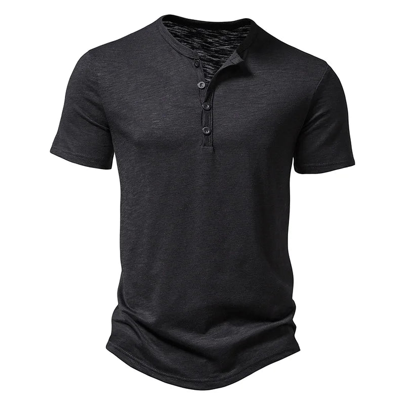 Koszulka Polo Męska - Henley Klasyczna Letnia Wygodna