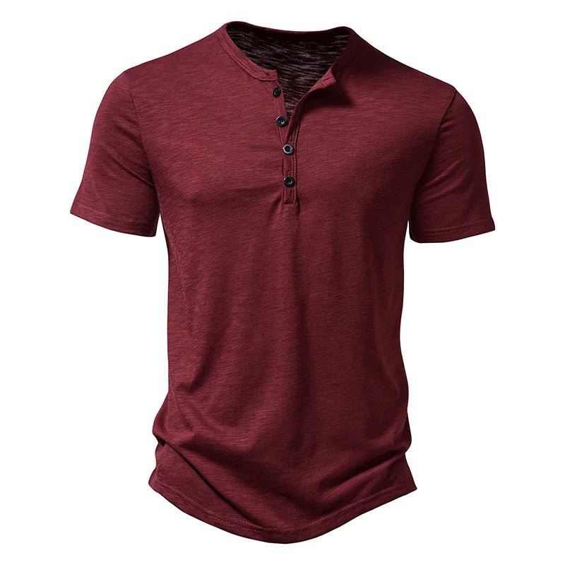Koszulka Polo Męska - Henley Klasyczna Letnia Wygodna