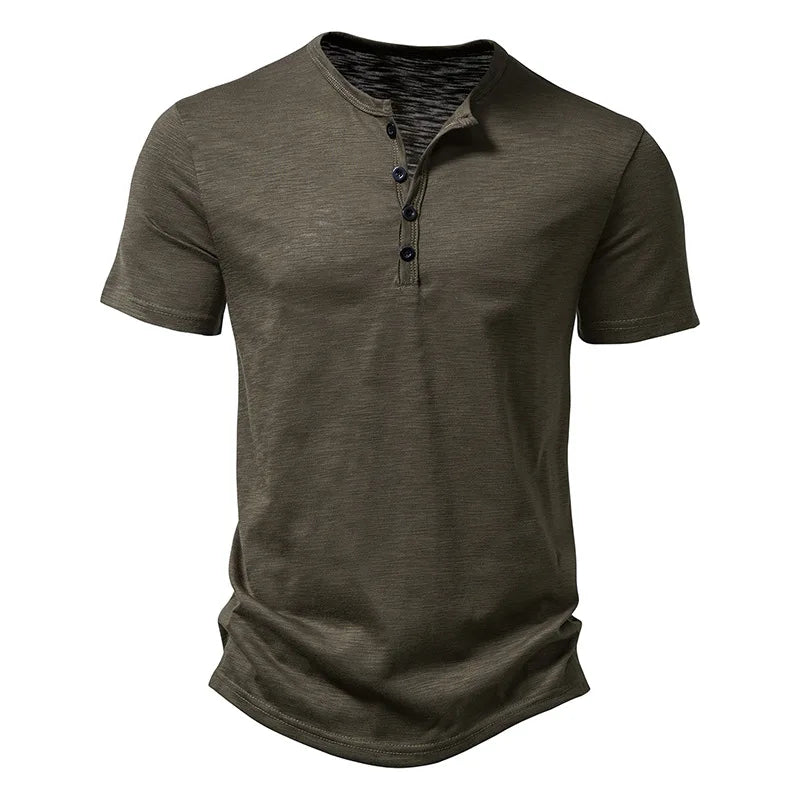 Koszulka Polo Męska - Henley Klasyczna Letnia Wygodna