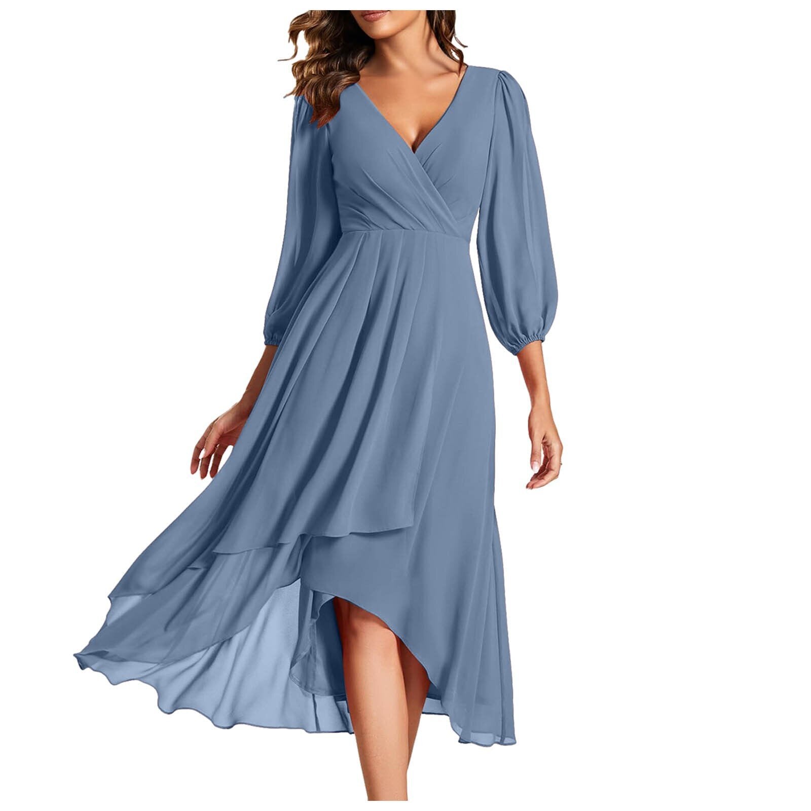 AURORA | Asymmetrisches V-Ausschnitt-Kleid mit fließendem Rock für moderne Eleganz