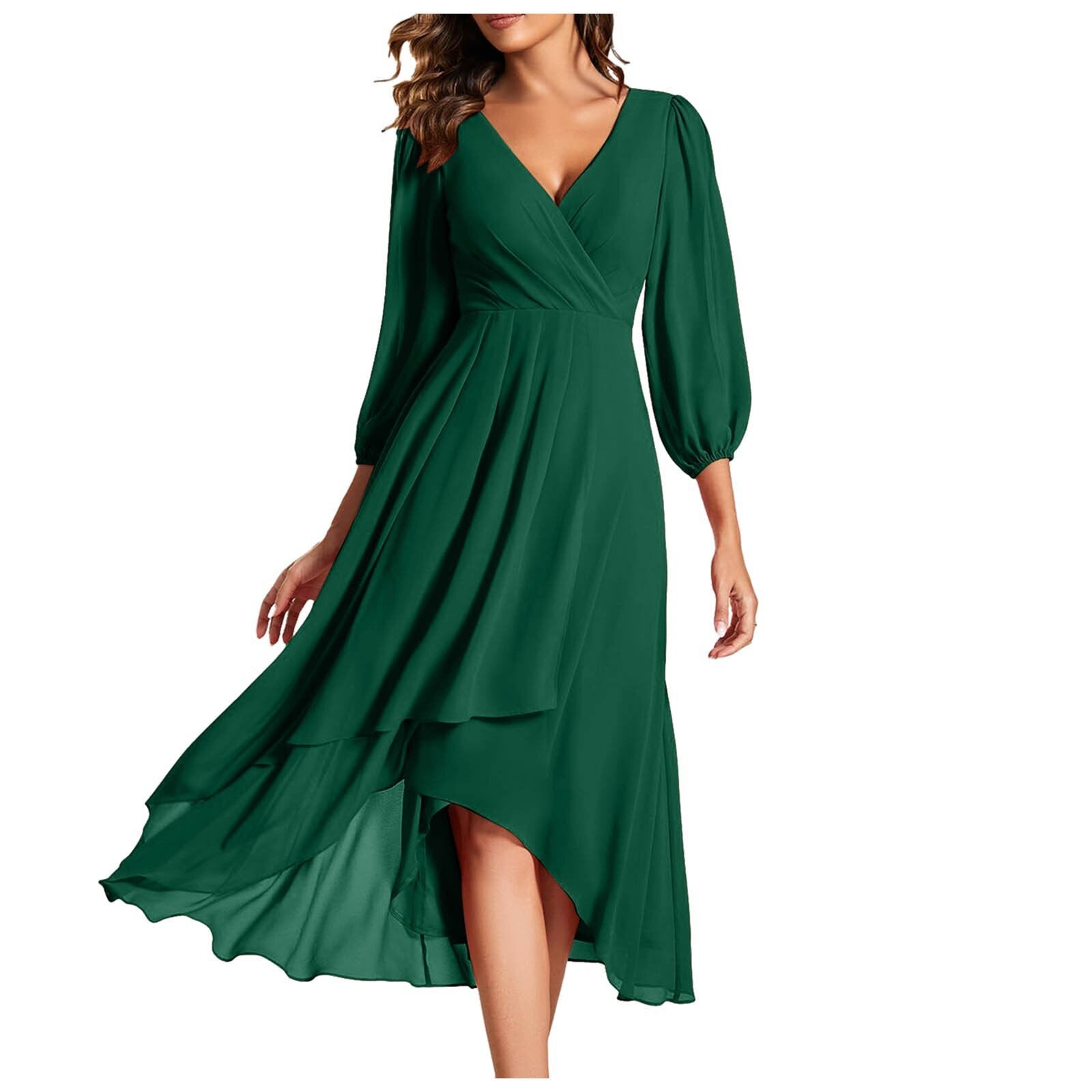 AURORA | Asymmetrisches V-Ausschnitt-Kleid mit fließendem Rock für moderne Eleganz