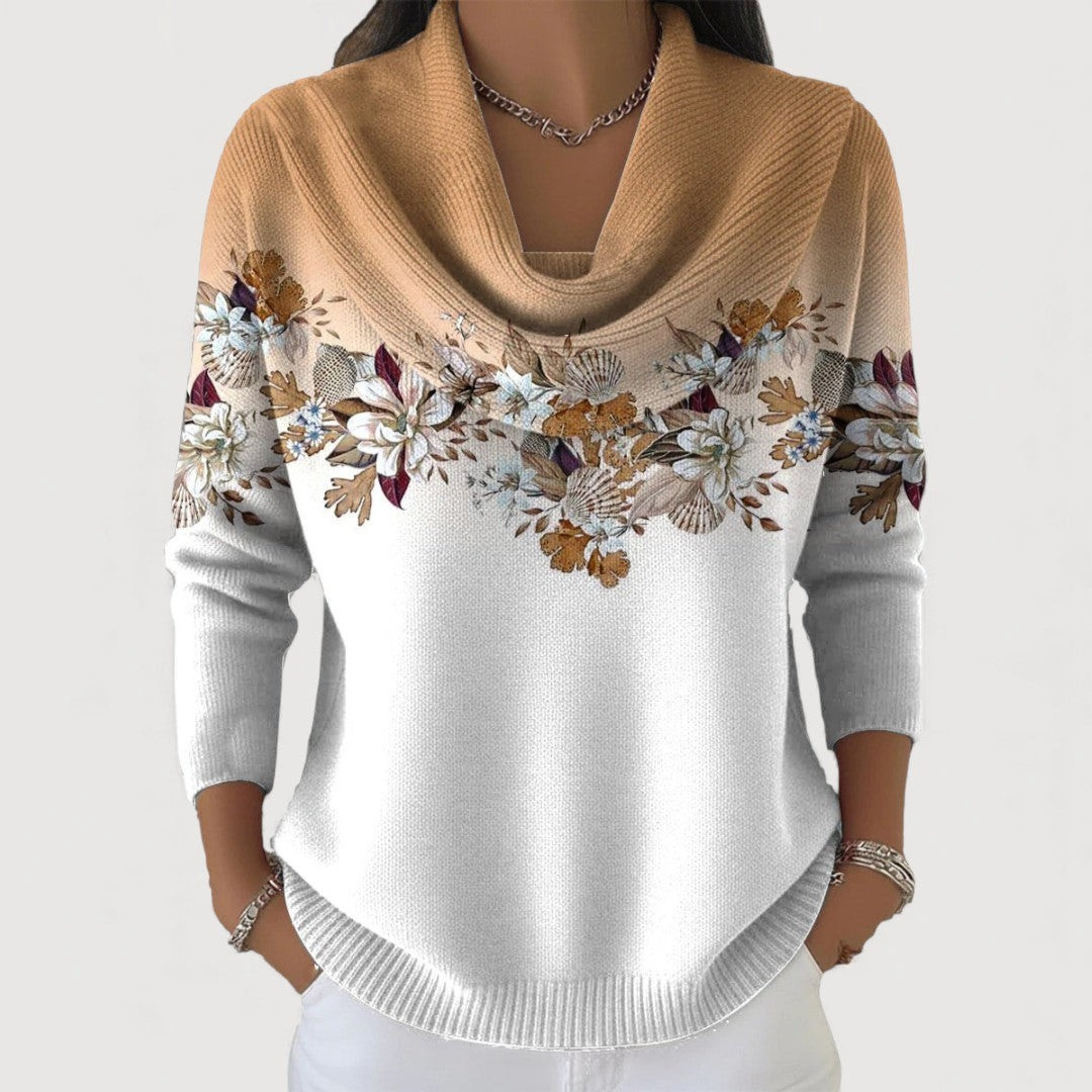 Alora-Blumenpullover mit weichem Ausschnitt