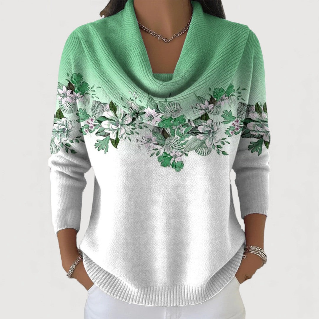 Alora-Blumenpullover mit weichem Ausschnitt