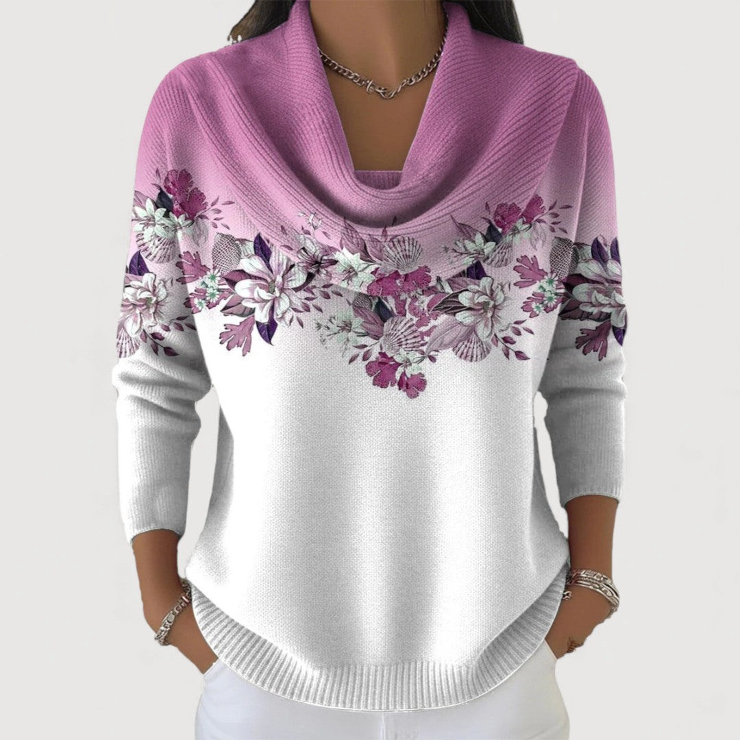 Alora-Blumenpullover mit weichem Ausschnitt