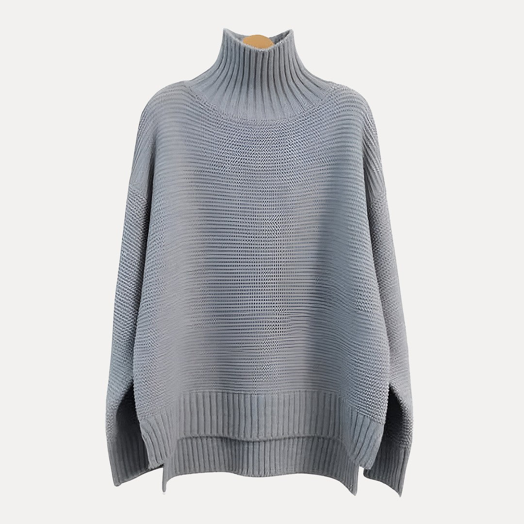 Gebreide Turtleneck Poncho Trui – Beige