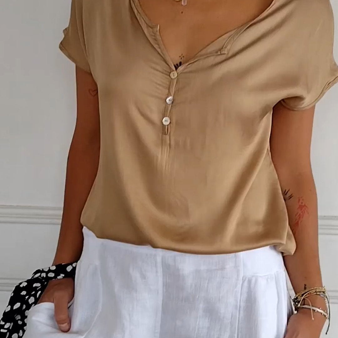 Satinbluse in Champagner – Elegant & Feminin