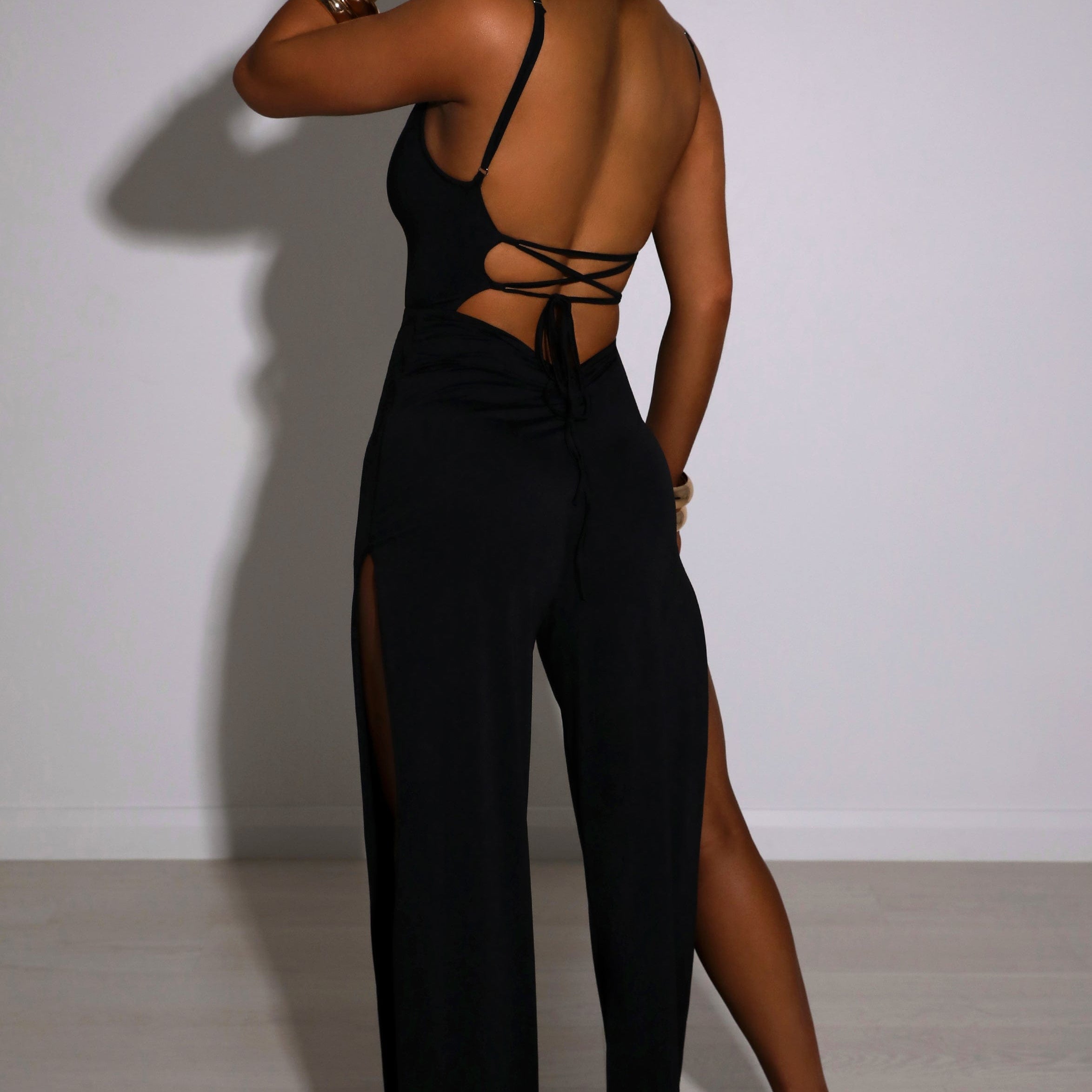 Khloe Split Maxi Dress – Zwart
