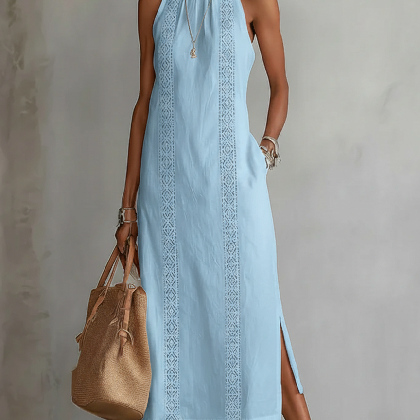 Sienna - Elegantes Midi-Kleid mit Stehkragen