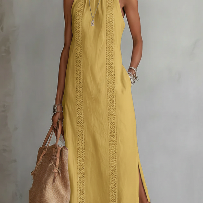 Sienna - Elegantes Midi-Kleid mit Stehkragen