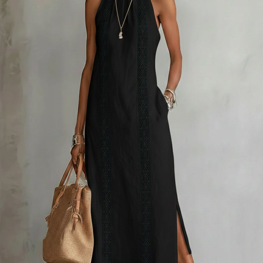 Sienna - Elegantes Midi-Kleid mit Stehkragen