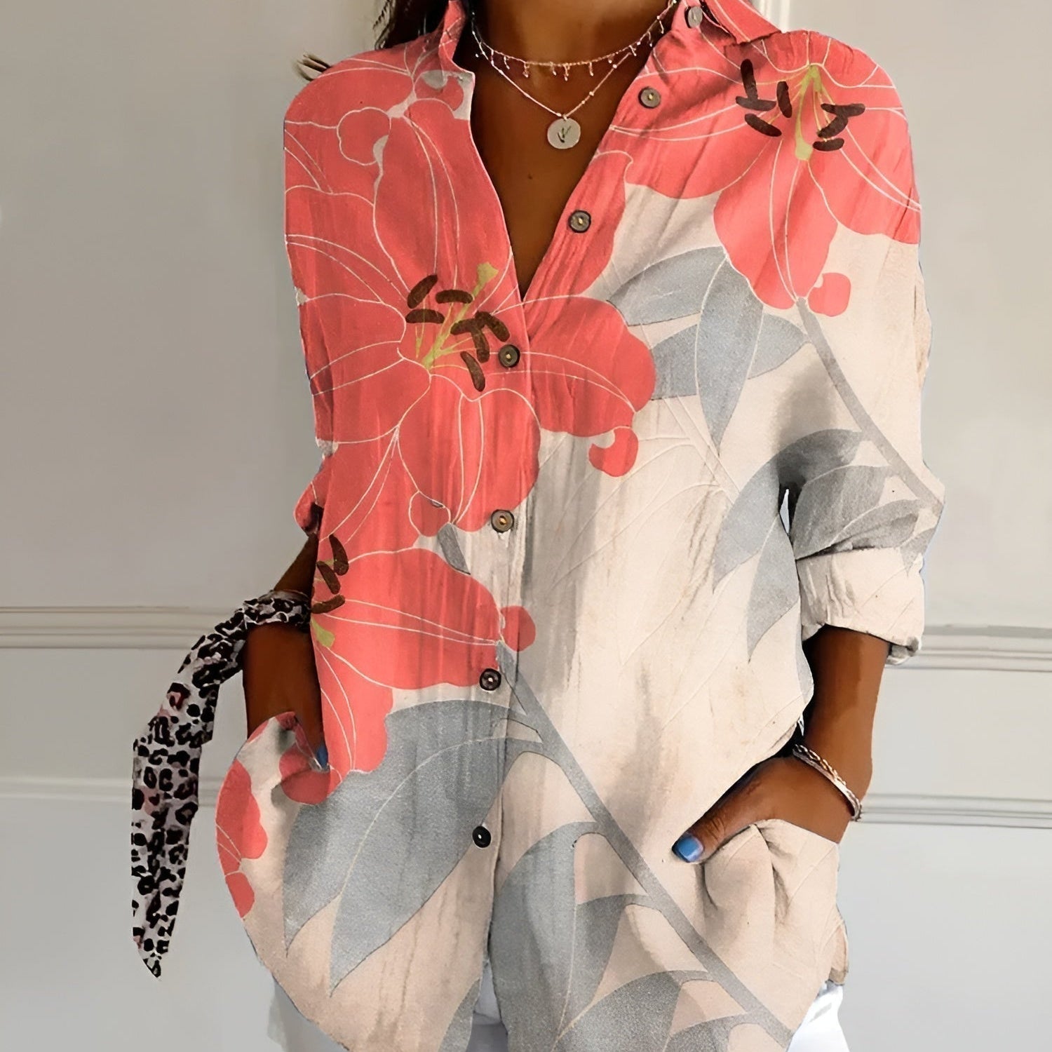 Patchwork Blouse met Bloemenprint – Boho Chic & Vrolijk